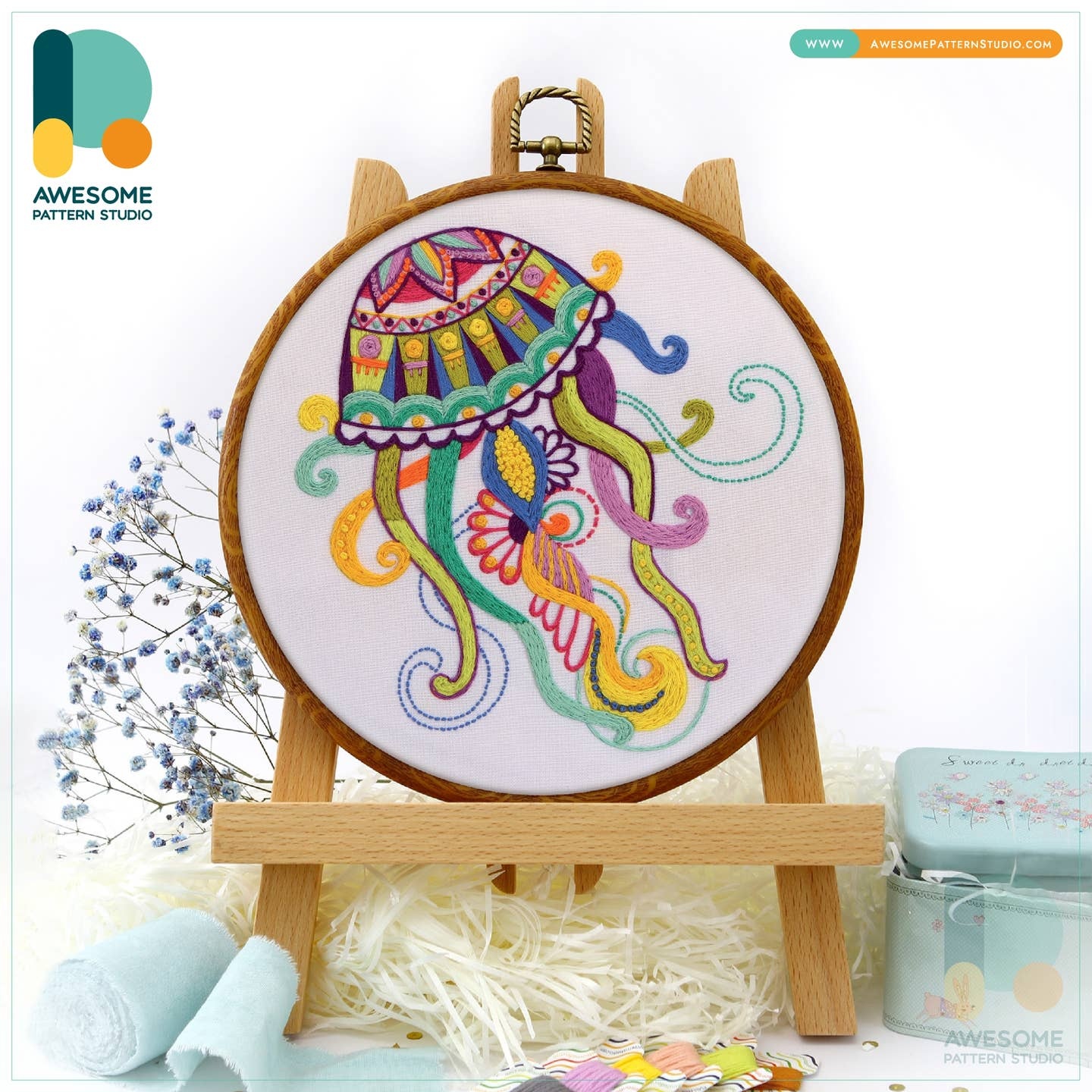 Awesome Pattern Studio Mandala Jellyfish Embroidery Kit 